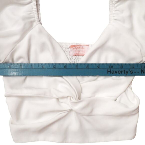 Wishful Thinking Crop Top, Sweetheart Pullover Puff Sleeve Womens Small, White - Picture 8 of 11
